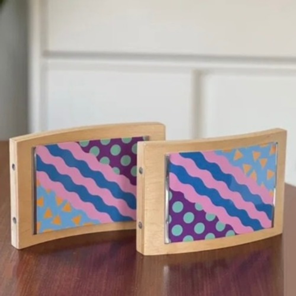 Vintage IKEA Curved Wood Magnetic Attachment Photo Frames Pair 800.391.93